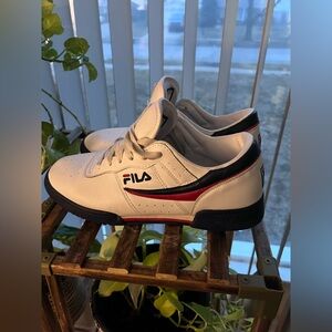 FILA White Sneakers with Red & Navy Accents